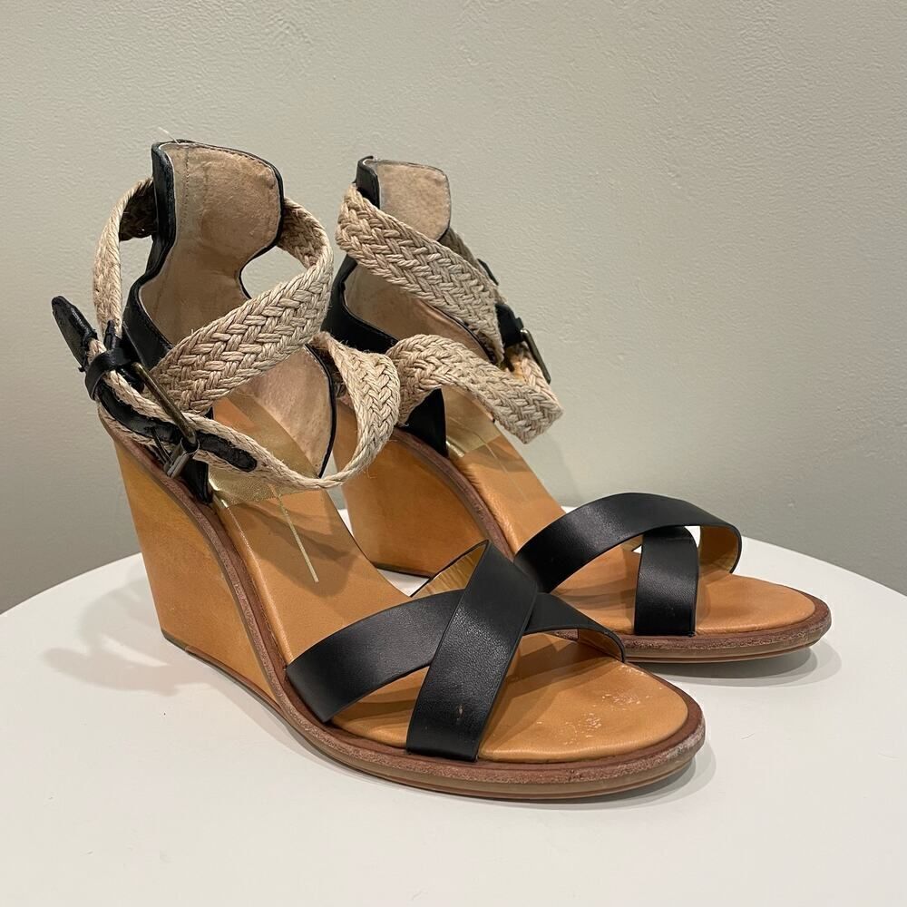 Dolce Vita Canvas Woven Over Cross Wedge Sandals - Size: 7.5